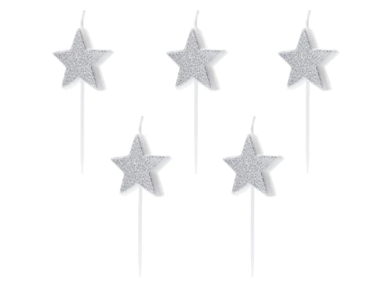 Birthday Candles Silver Stars