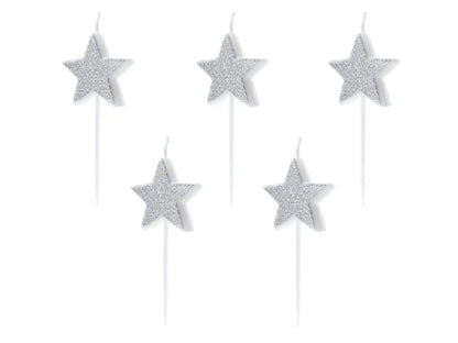 Birthday Candles Silver Stars
