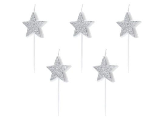 Birthday Candles Silver Stars