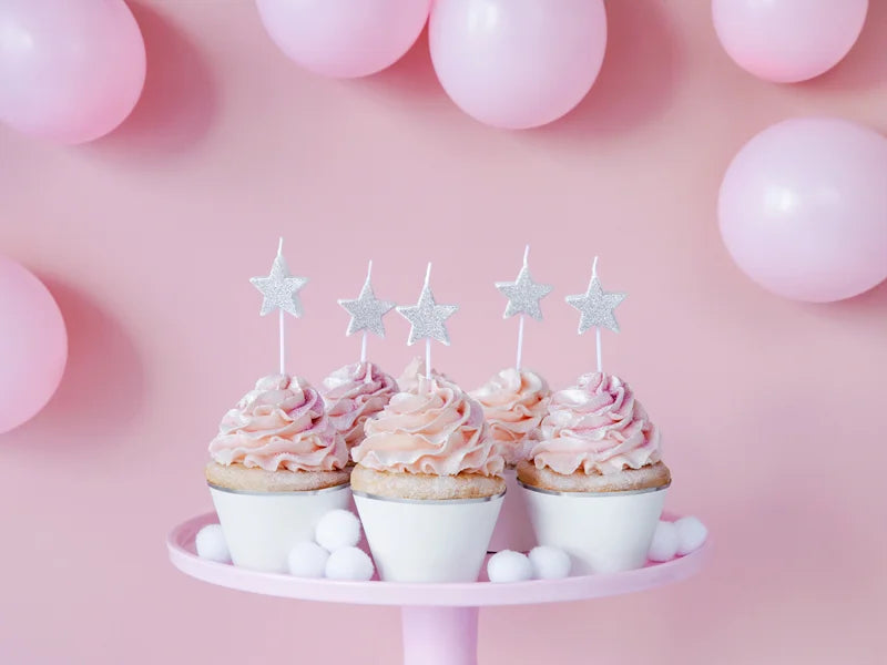 Birthday Candles Silver Stars