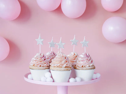 Birthday Candles Silver Stars