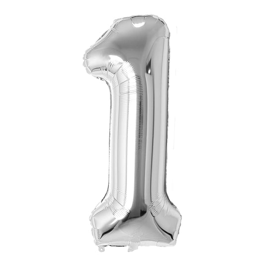 Silver Number Balloon 0-9