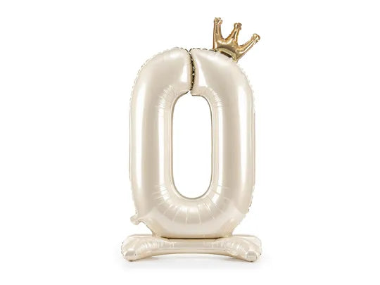 Light Cream Standing Number Balloon 0-9