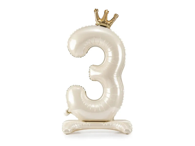 Light Cream Standing Number Balloon 0-9