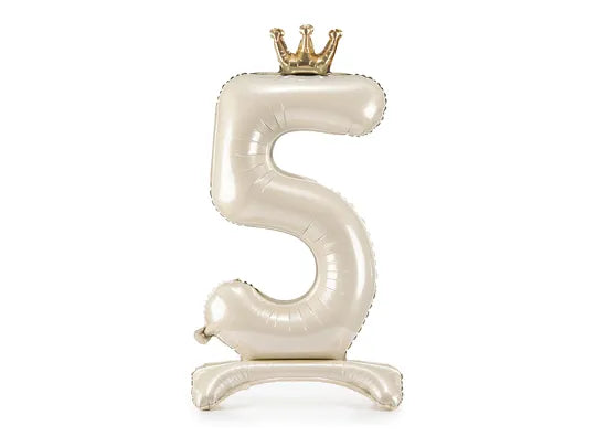 Light Cream Standing Number Balloon 0-9