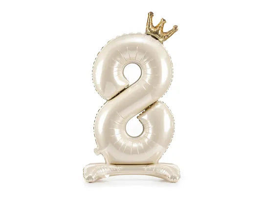 Light Cream Standing Number Balloon 0-9