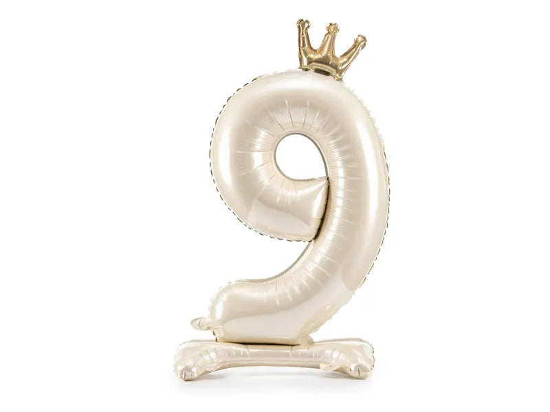 Light Cream Standing Number Balloon 0-9